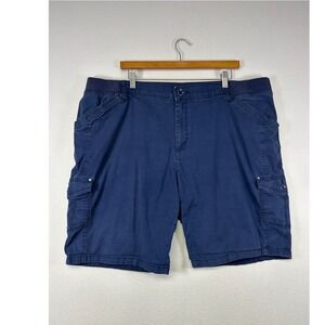 Gorpcore Utility Lee Womens 22W Navy Blue Relaxed Fit Mid Rise Cargo Shorts